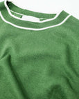 Green Short Sleeve Sweater With White Line Detail