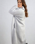 Open Front Folded Sleeve Long Coat Jacket