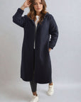Open Front Folded Sleeve Long Coat Jacket