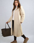 Open Front Folded Sleeve Long Coat Jacket
