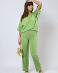 Cheesecloth Pattern Top and Trouser Co-ord Set - Toi ‘n’ Moi Ltd