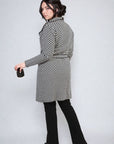 Check Print Full Sleeve Notched Lapel Collar Neck Belted Coat - Toi ‘n’ Moi Ltd