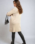 Open Front Longline Knitted Cardigan with Front Pockets