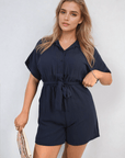 Buttoned Tie Waist Romper - Toi ‘n’ Moi Ltd