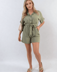 Buttoned Tie Waist Romper - Toi ‘n’ Moi Ltd