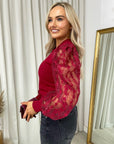 Puff Sleeve Lace Long Sleeve Top