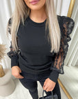 Puff Sleeve Lace Long Sleeve Top