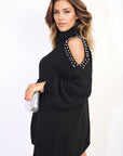 High Neck Oversized Open Shoulder Long Sleeve Knitted Jumper