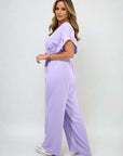 Wrap Over Tie Belt Frill Sleeve Jumpsuit