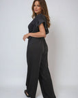 Wrap Over Tie Belt Frill Sleeve Jumpsuit