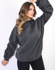 Oversized Ruched Sleeves Knitted Hoodie with Ribbon Detail