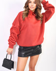 Oversized Ruched Sleeves Knitted Hoodie with Ribbon Detail