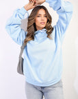 Oversized Ruched Sleeves Knitted Hoodie with Ribbon Detail
