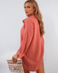 Button Down Long Sleeve Oversized Shirt - Toi ‘n’ Moi Ltd