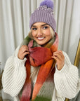 Pom Pom Knitted Winter Hat With Pearl Decor