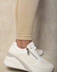 Side Zip Lace Up Wedge Trainers