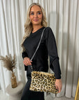 Faux Fur Leopard Print Handbag