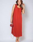 Square Neckline Ruffle Straps Tie Detail Beach Midi Dress - Toi ‘n’ Moi Ltd