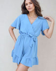 Belted Wrap-Over Frill Playsuit