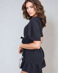 Belted Wrap-Over Frill Playsuit