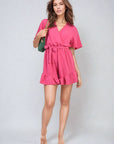 Belted Wrap-Over Frill Playsuit