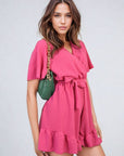 Belted Wrap-Over Frill Playsuit