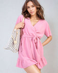 Belted Wrap-Over Frill Playsuit