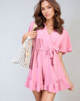 Belted Wrap-Over Frill Playsuit