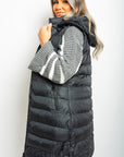 Hooded Longline Quilted Gilet