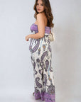 Shirred Strapless Printed Jumpsuit