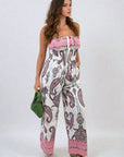 Shirred Strapless Printed Jumpsuit