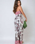 Shirred Strapless Printed Jumpsuit
