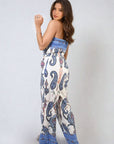 Shirred Strapless Printed Jumpsuit
