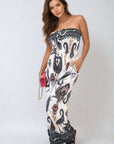Shirred Strapless Printed Jumpsuit
