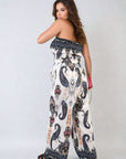 Shirred Strapless Printed Jumpsuit
