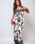 Shirred Strapless Printed Jumpsuit