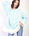 Contrast Ruffled Hem Top