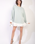 Contrast Ruffled Hem Top