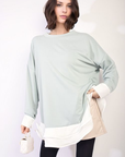 Contrast Ruffled Hem Top