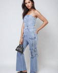 Multi Pockets Strapless Cargo Jumpsuit