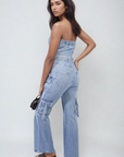 Multi Pockets Strapless Cargo Jumpsuit