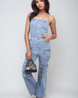 Multi Pockets Strapless Cargo Jumpsuit