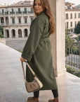 Waist Belt Longline Coat Jacket with Pocket