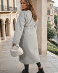 Waist Belt Longline Coat Jacket with Pocket