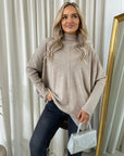 Rhinestone Detail Oversized Knitted Jumper