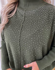 Rhinestone Detail Oversized Knitted Jumper