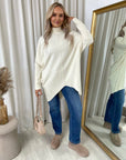 Rhinestone Detail Oversized Knitted Jumper