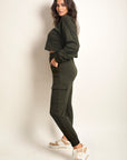 Cropped Long Sleeve Top and Cargo Joggers Co-ordinates