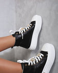 Glitter Lace Up High Top Platform Trainers with Decorative Details