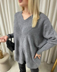 Oversized V-Neck Knitted Top